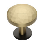 M Marcus Heritage Brass Hammered Design Round Cabinet Knob with Rose 38mm 